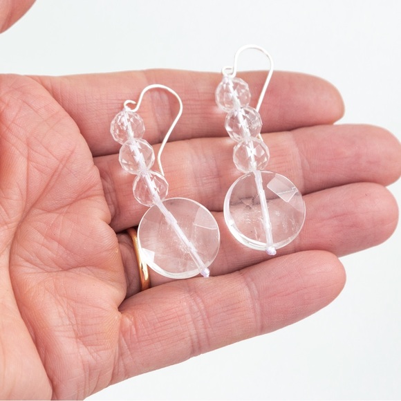 Jess David Clear By Design Quartz drop style faceted stone earrings clear quartz - Picture 1 of 11